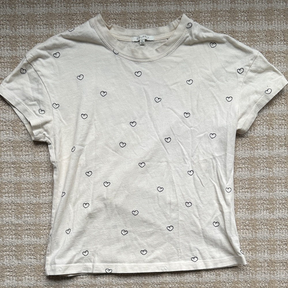 Z Supply Cream Heart Tee